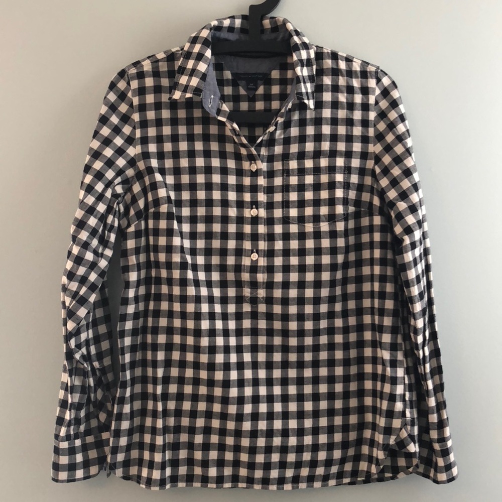 Tommy Hilfiger buffalo plaid tunic popover